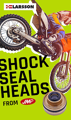 oFF ROAD MOTORCYCLE IMAGE WITH JMP SHOCK HEAD PRODUCT IMAGE